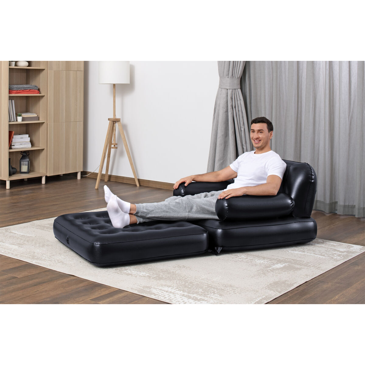 Bestway Uppblåsbar Stol 4 Positioner Svart 191x38x25 cm Inuti 75114 - 5