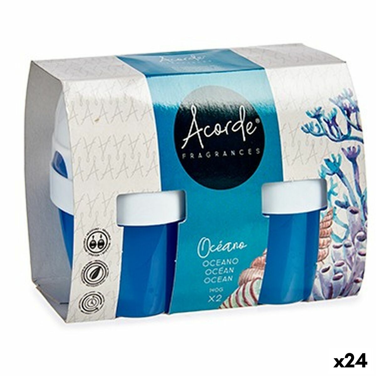 Set med luftfräschare Acorde Havet Gel (24 antal)