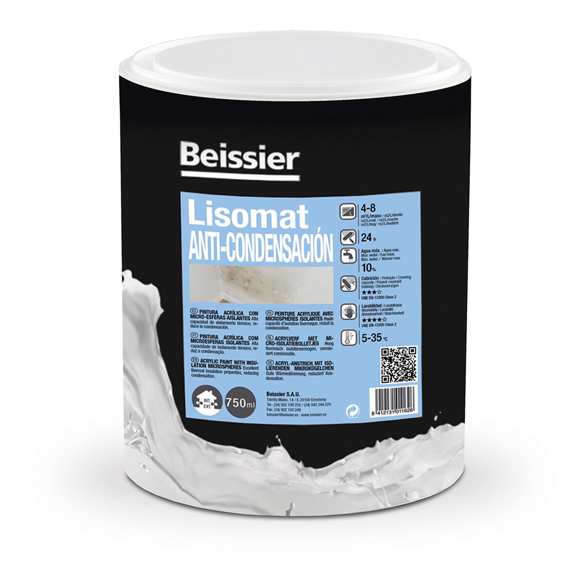 Akrylfärg Beissier 70281-008 Lisomat Anti fukt Vit 750 ml - 2