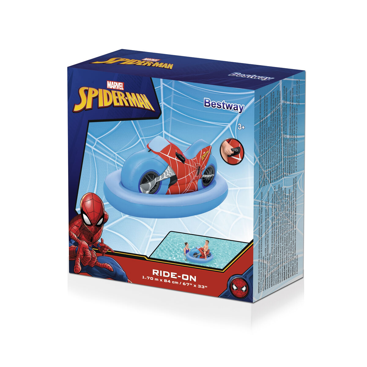 Bestway Uppblåsbar Motorcykel Spiderman 170x84 cm +3 År Strand och Pool 98794 - 11