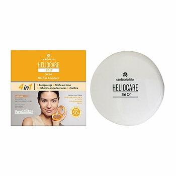 Solskydd med färg Heliocare 360 Compact Oil-Free Brons SPF 50+ 10 g