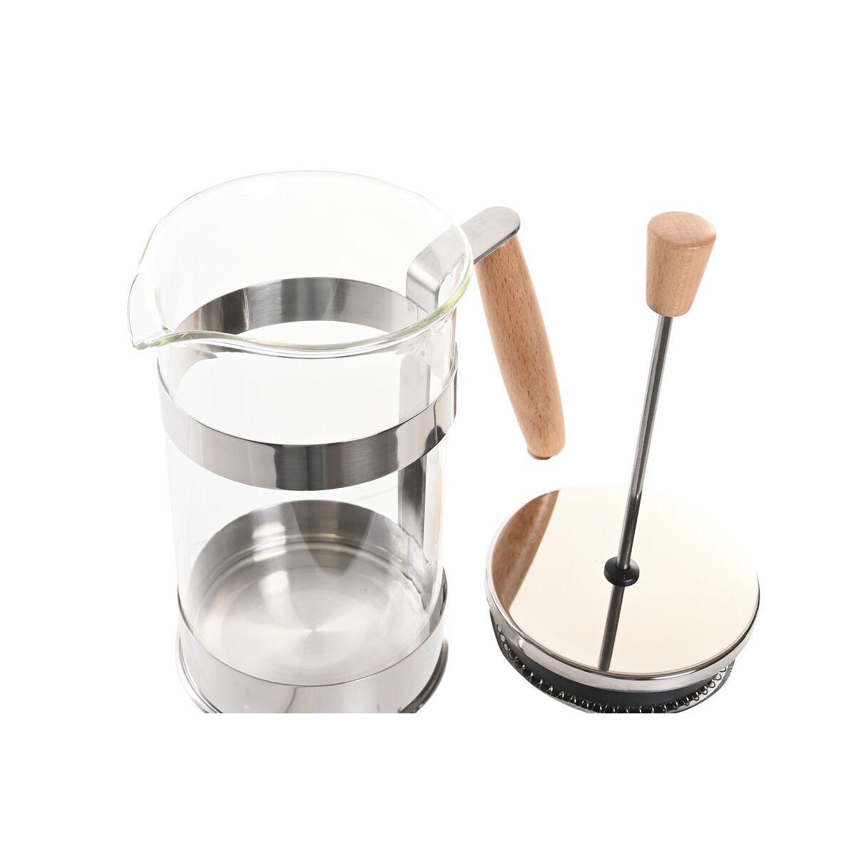 Kaffepress DKD Home Decor Naturell Silvrig Rostfritt stål Borosilikatglas (16 x 9 x 18,5 cm) (600 ml) - 2