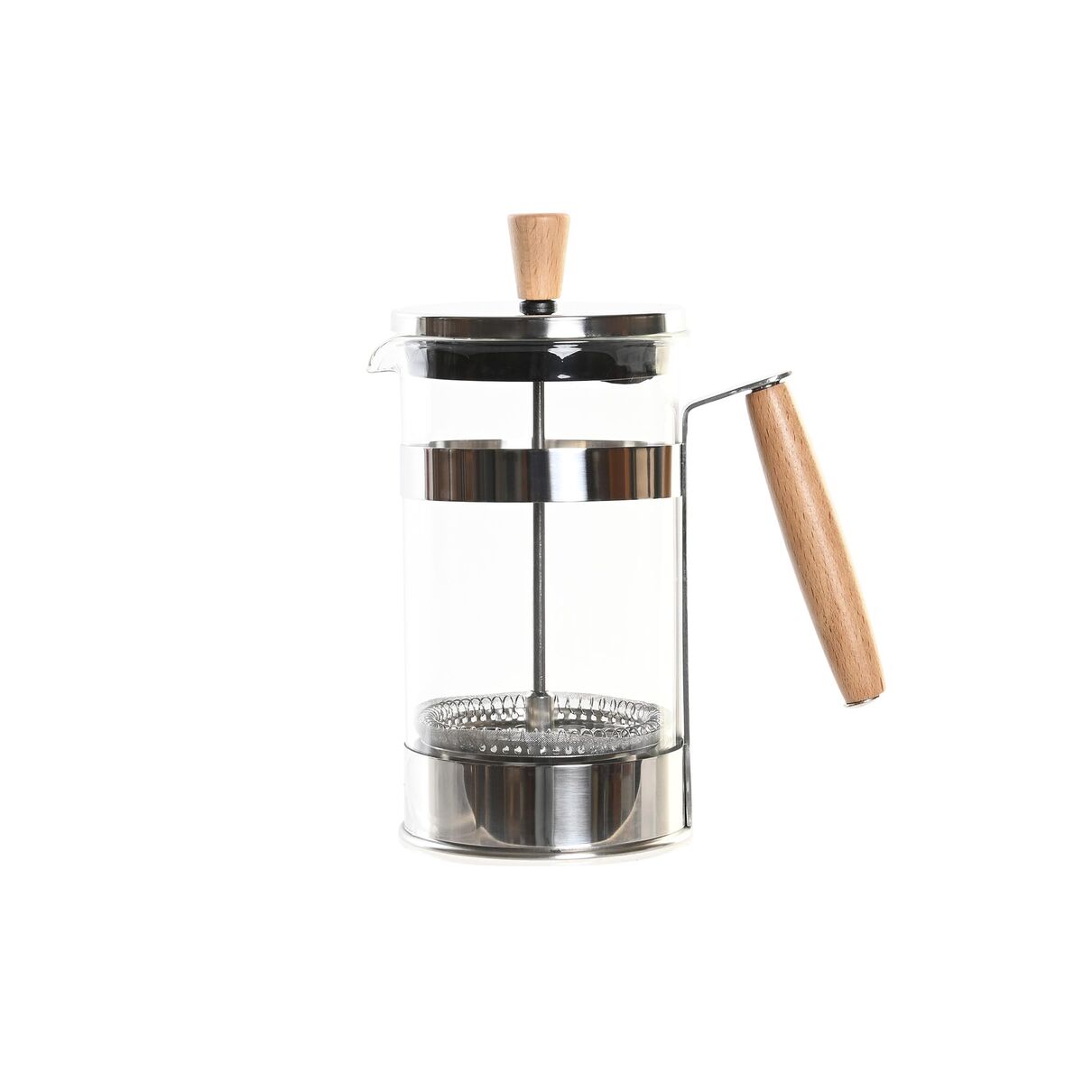 Kaffepress DKD Home Decor Naturell Silvrig Rostfritt stål Borosilikatglas (16 x 9 x 18,5 cm) (600 ml)