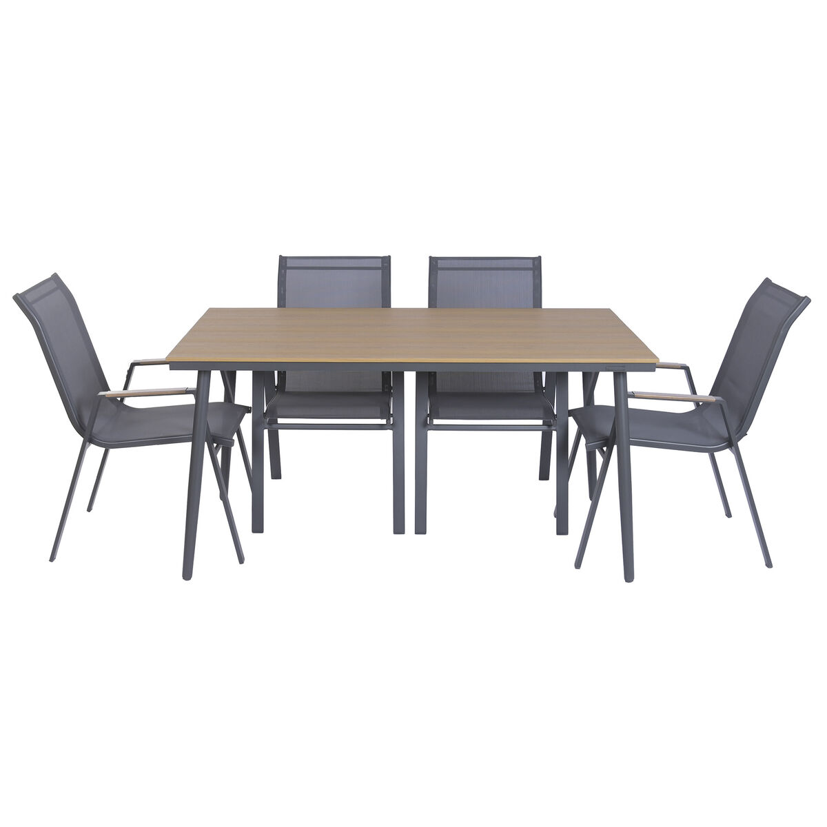 Bordsgrupp med 6 stolar Home ESPRIT Brun Mörkgrå 150 X 90 X 73 CM