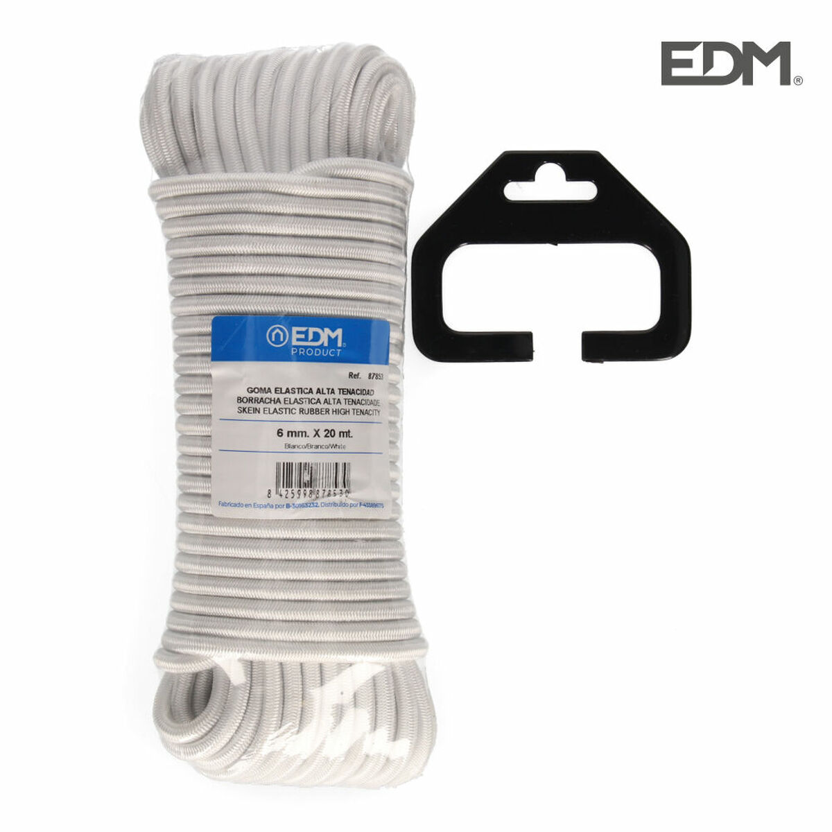 Elastisk sladd EDM 87853 Vit 20 m