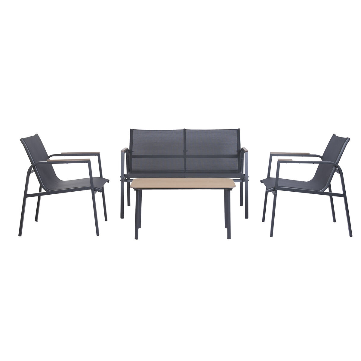 Trädgårdssoffa Home ESPRIT Svart Mörkgrå 119 X 70 X 64 CM