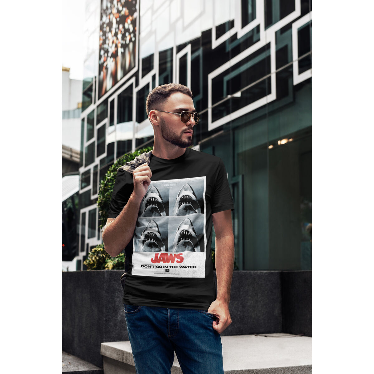 T-shirt med kortärm Jaws Don´t Go In The Water Svart Unisex - 2