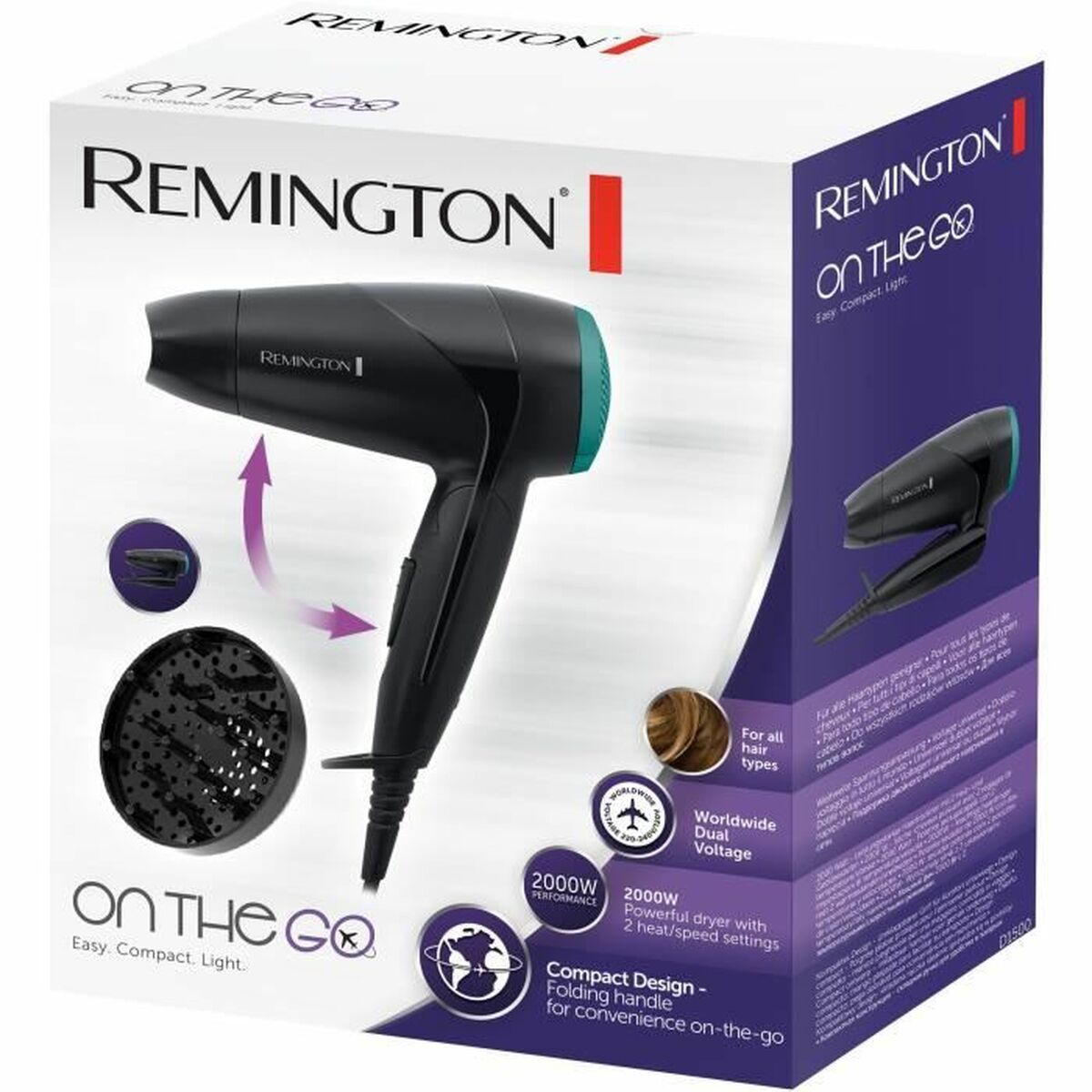 Hårtork Remington D 1500 2000 W Svart/Grön - 3