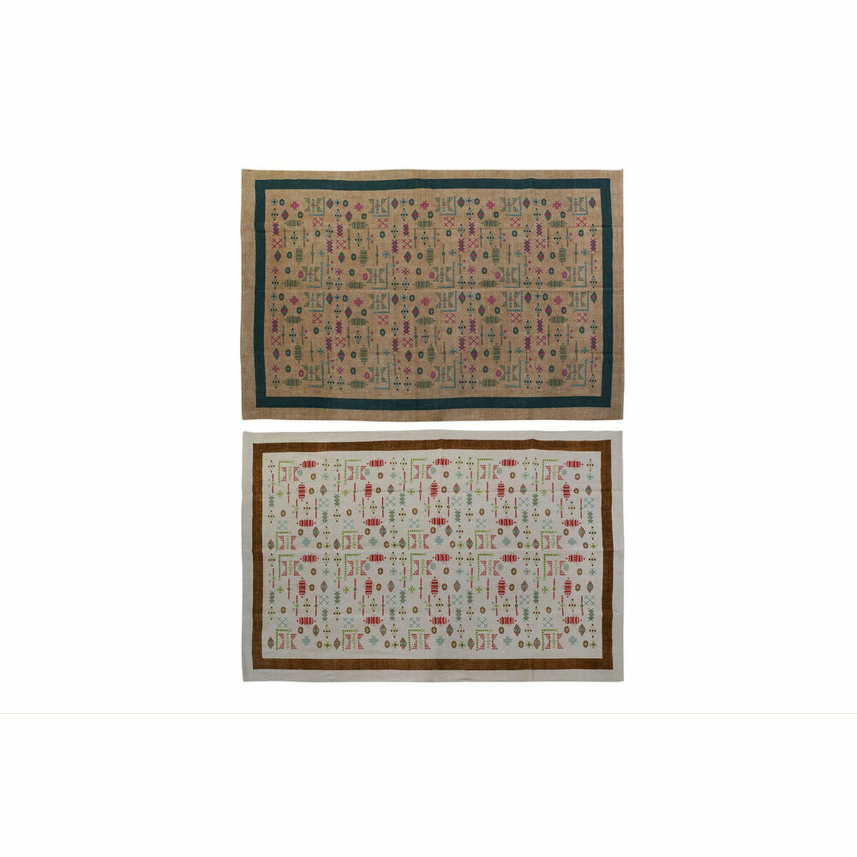 Matta DKD Home Decor 120 x 180 x 0,4 cm Polyester Vit Ikat Boho (2 antal) - 10
