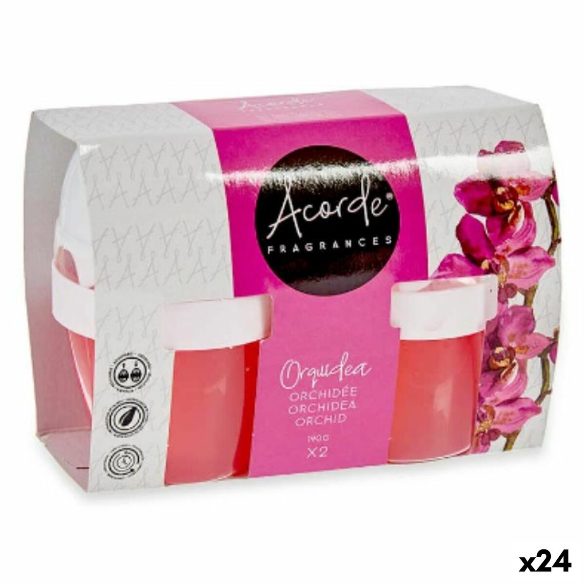 Set med luftfräschare Acorde Orkidé Gel (24 antal)