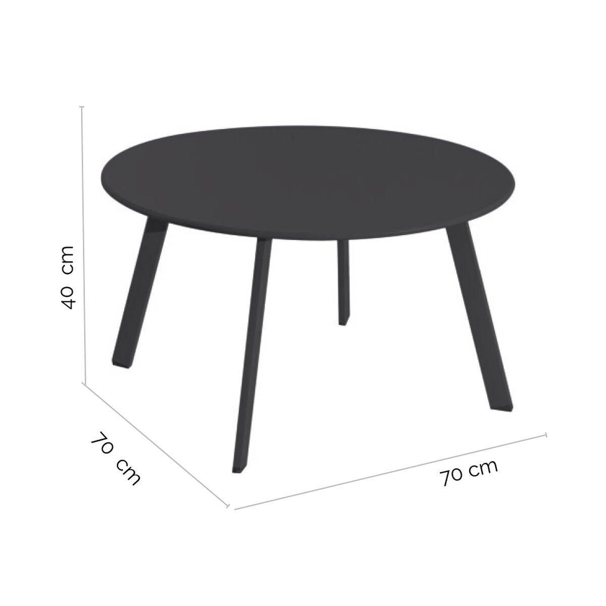 Sidobord Marzia Stål Grafit 70 x 70 x 40 cm - 6