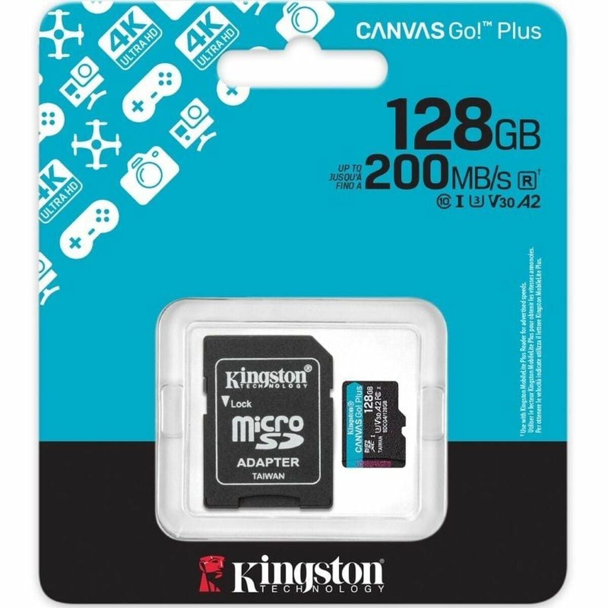 Micro-SD Minneskort med Adapter Kingston CANVAS Go! Plus 128 GB - 3