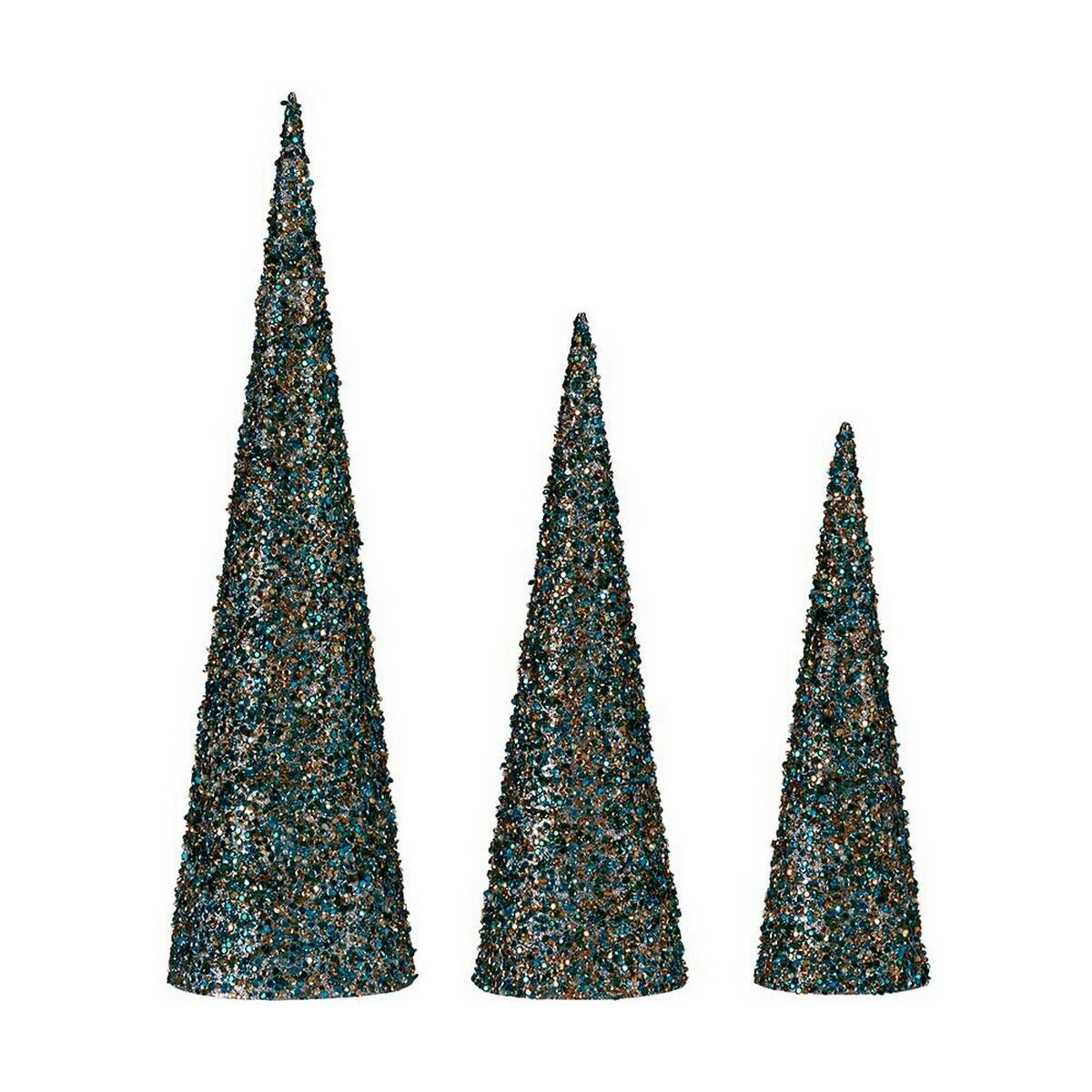 Julgranskula Krist+ Blå Gyllene Paljetter Jul 16,5 x 60 x 16,5 cm Koner - 2