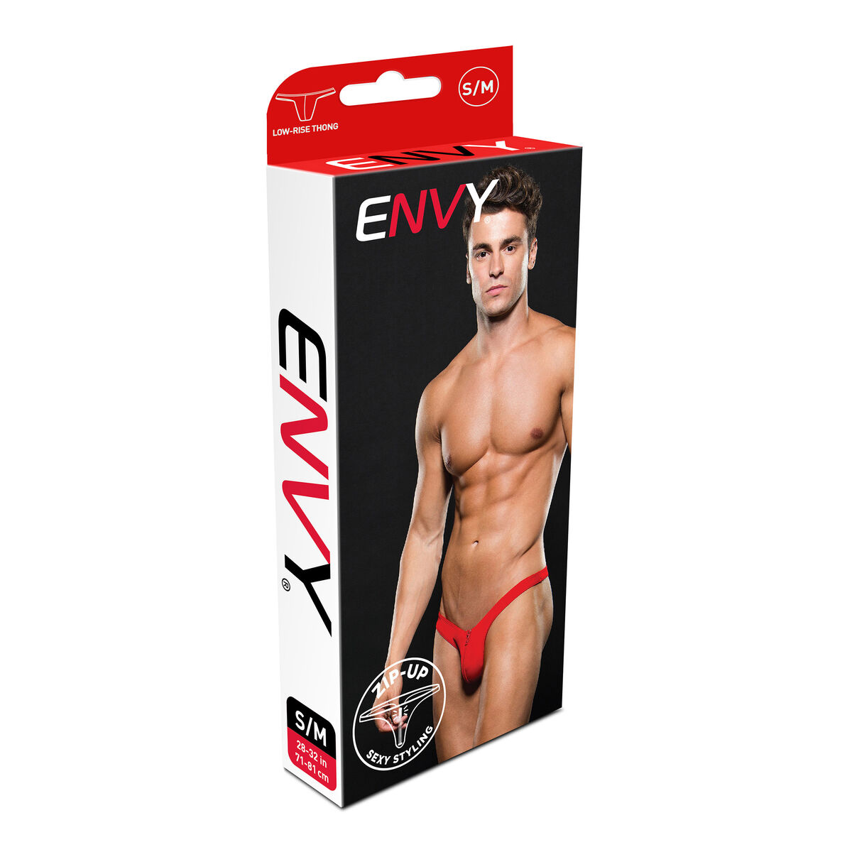 Stringtrosa Lowrise Envy Zip Röd S/M - 3