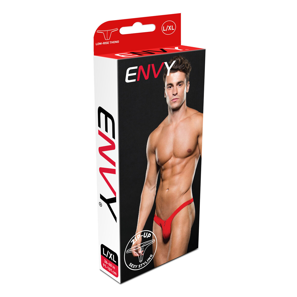 Stringtrosa Lowrise Envy Zip Röd S/M