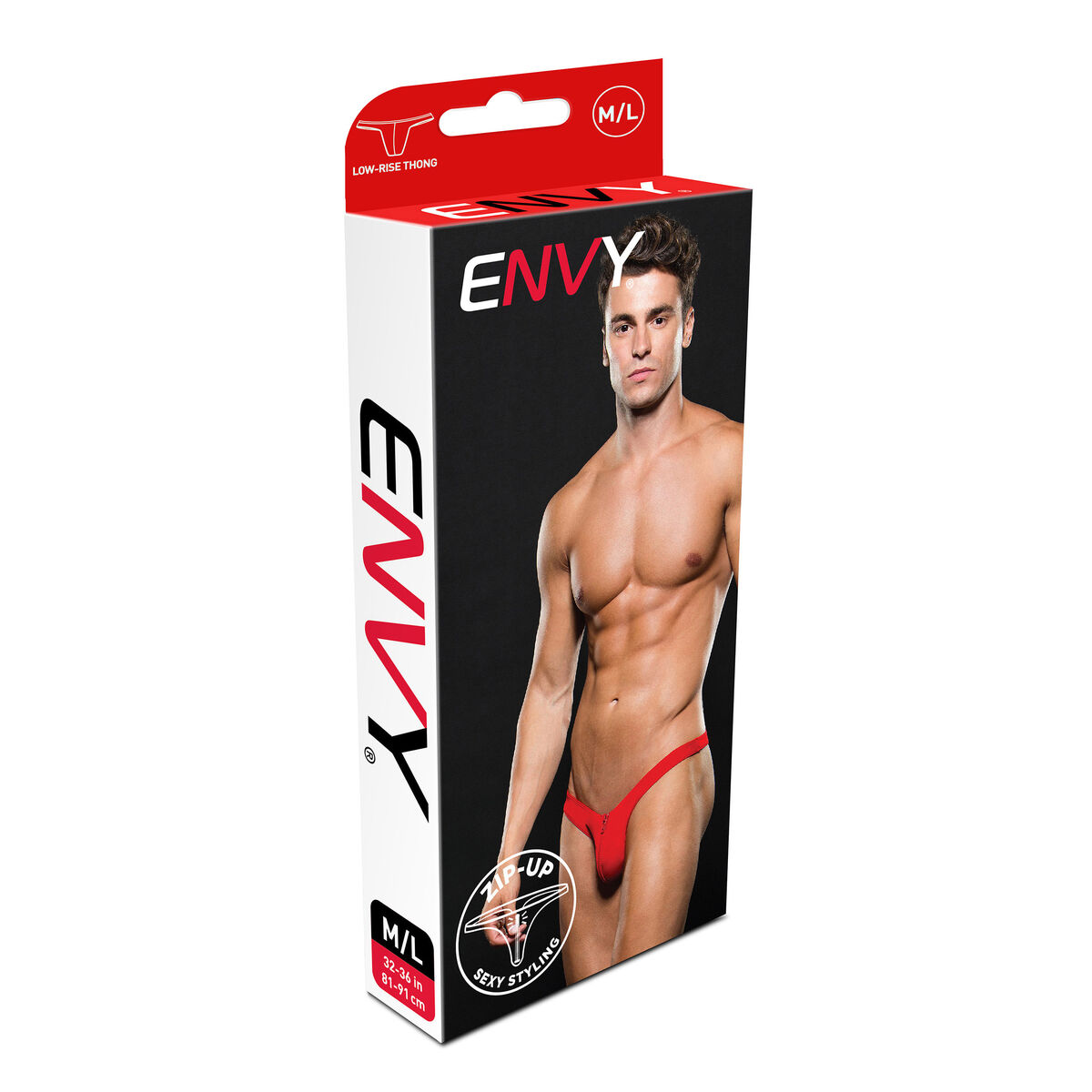 Stringtrosa Lowrise Envy Zip Röd S/M - 4