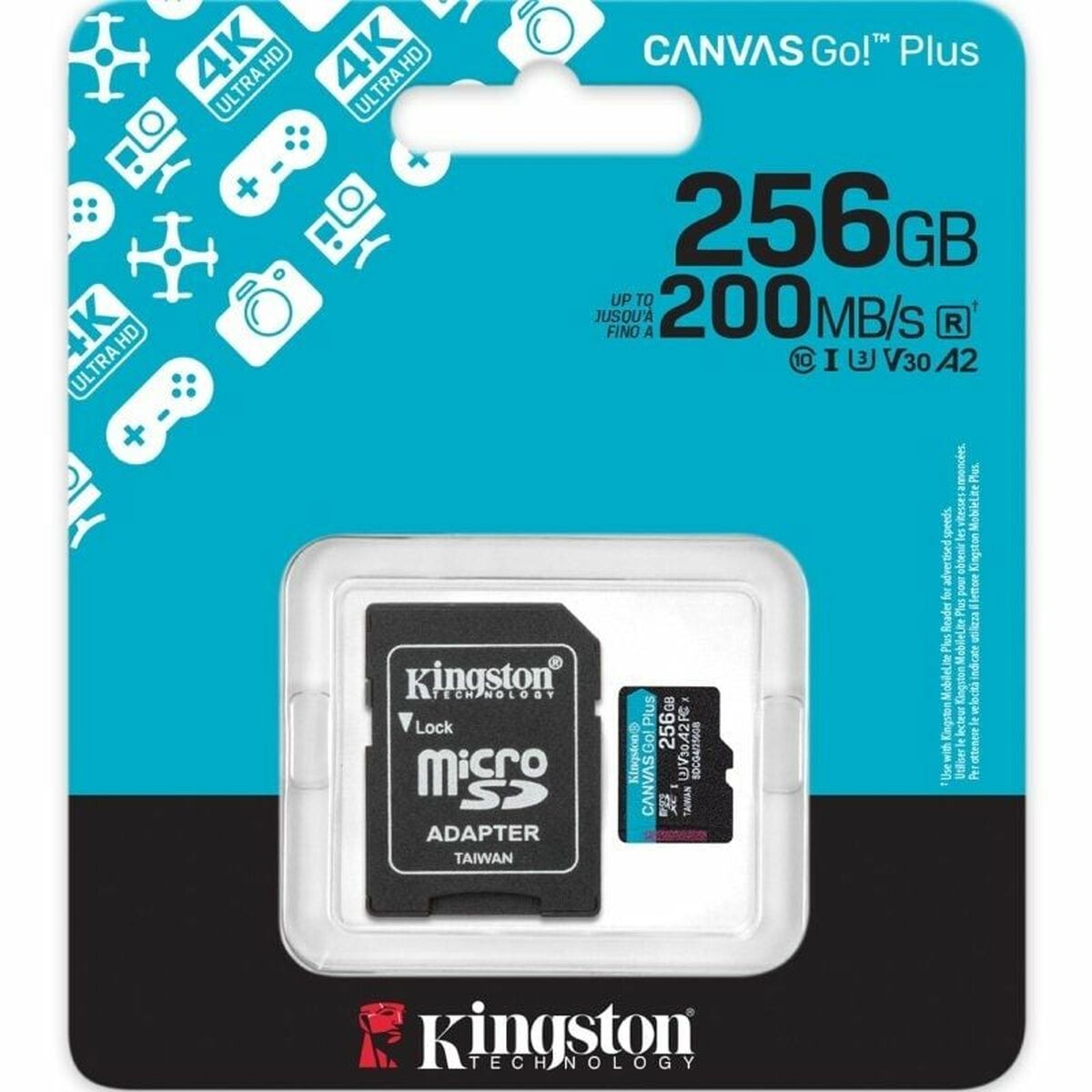 Micro-SD Minneskort med Adapter Kingston CANVAS Go! Plus 256 GB - 3