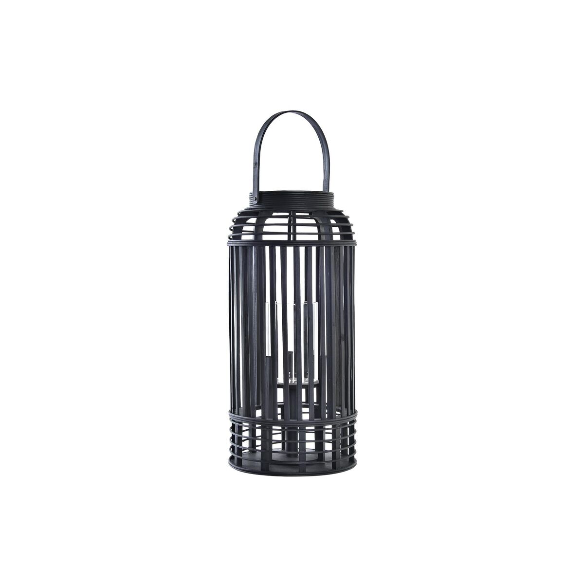 Lykta DKD Home Decor Glas Svart Bambu (24 x 24 x 51 cm) - 4