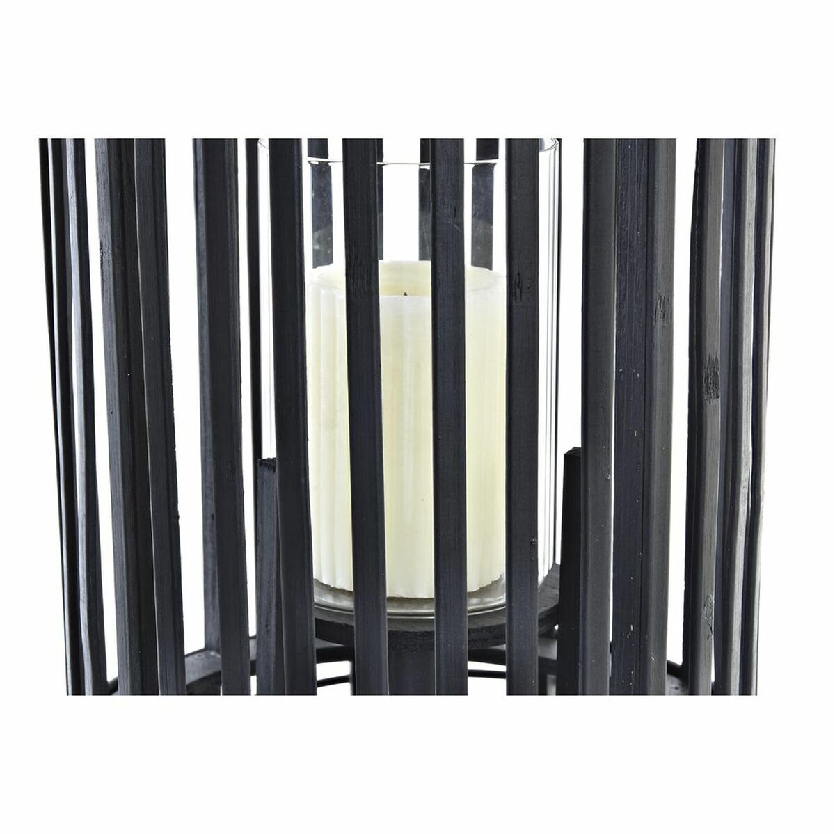 Lykta DKD Home Decor Glas Svart Bambu (24 x 24 x 51 cm) - 8