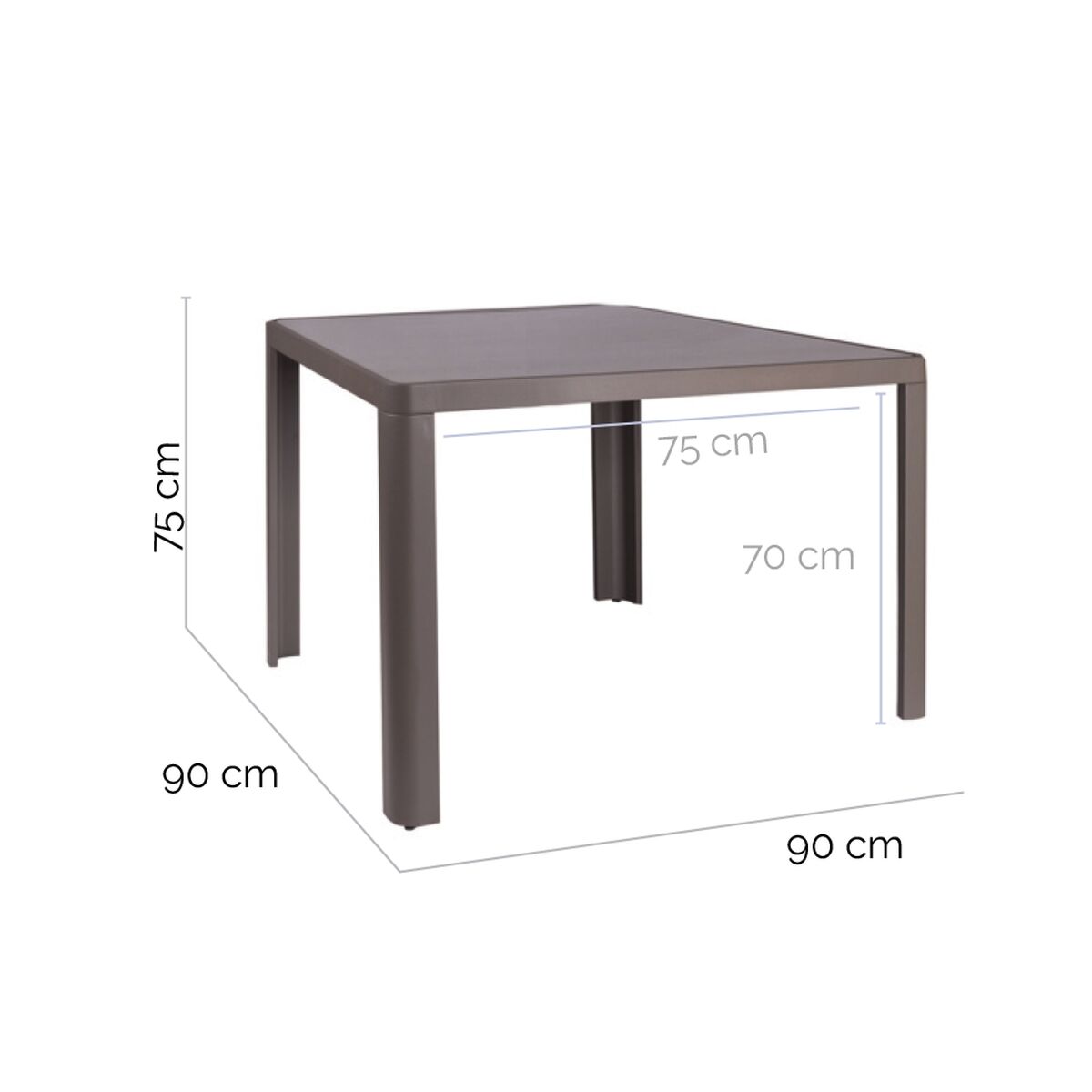 Matsalsbord Stella 90 x 90 x 75 cm Grå Aluminium - 2
