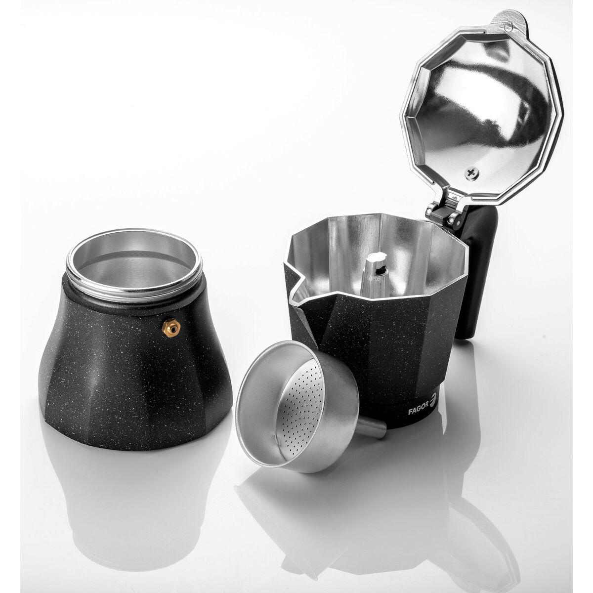 Italiensk Kaffepanna Fagor Svart Aluminium - 4