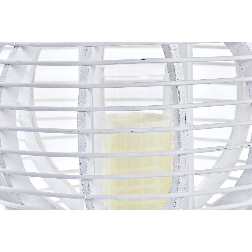Lykta DKD Home Decor Glas Vit Bambu (35 x 35 x 29 cm) - 3