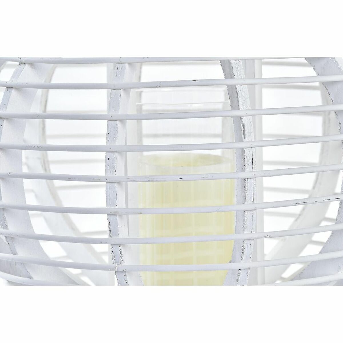 Lykta DKD Home Decor Glas Vit Bambu (35 x 35 x 29 cm) - 6