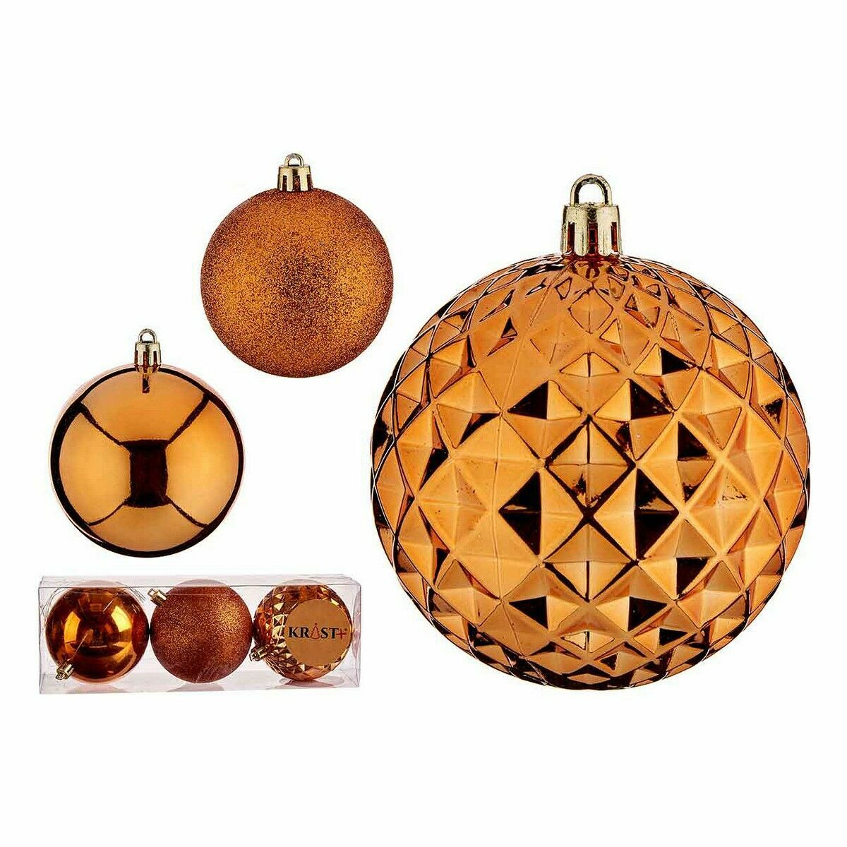 Uppsättning av julkulor Krist+ Orange PVC Ø 8 cm (12 antal) - 2