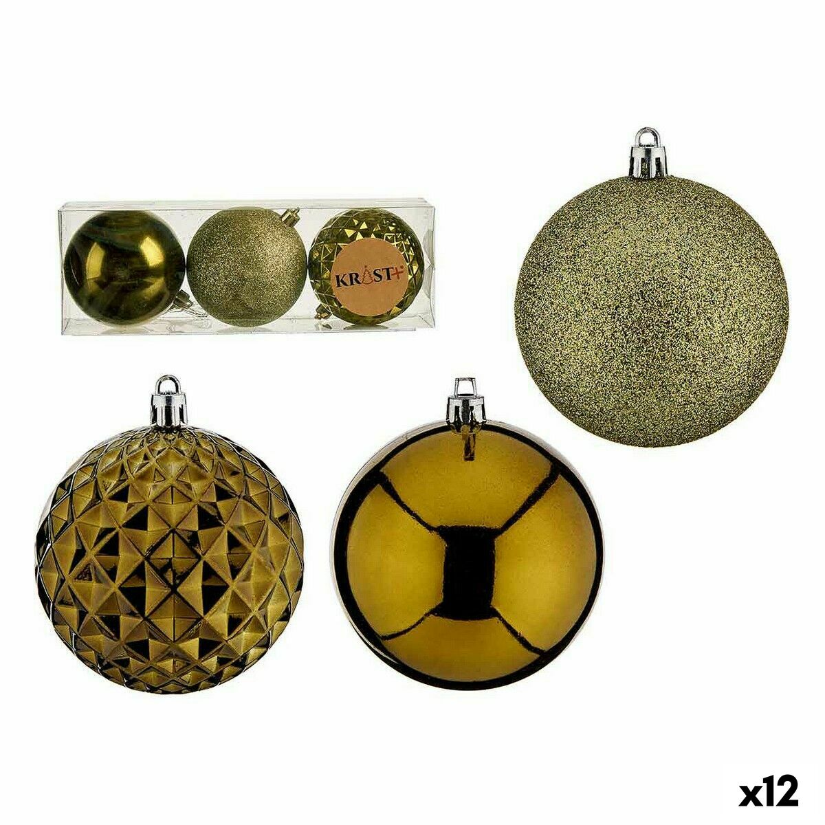 Uppsättning av julkulor Krist+ Grön PVC Ø 8 cm (12 antal) - 3