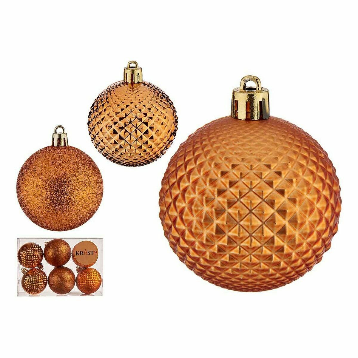 Uppsättning av julkulor Krist+ Orange PVC 6 cm (12 antal) - 2