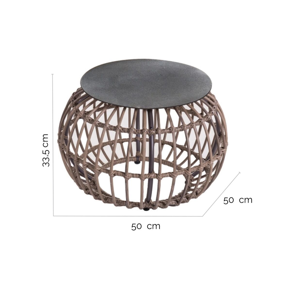 Sidobord Ariki 50 x 50 x 34 cm syntetisk rattan Stål - 6