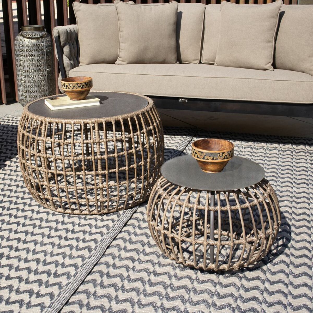 Sidobord Ariki 50 x 50 x 34 cm syntetisk rattan Stål - 5