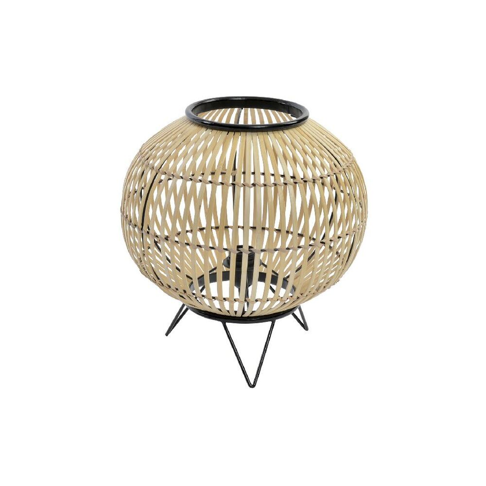 Bordslampa DKD Home Decor Svart Metall Brun Bambu (36 x 36 x 37 cm) - 2
