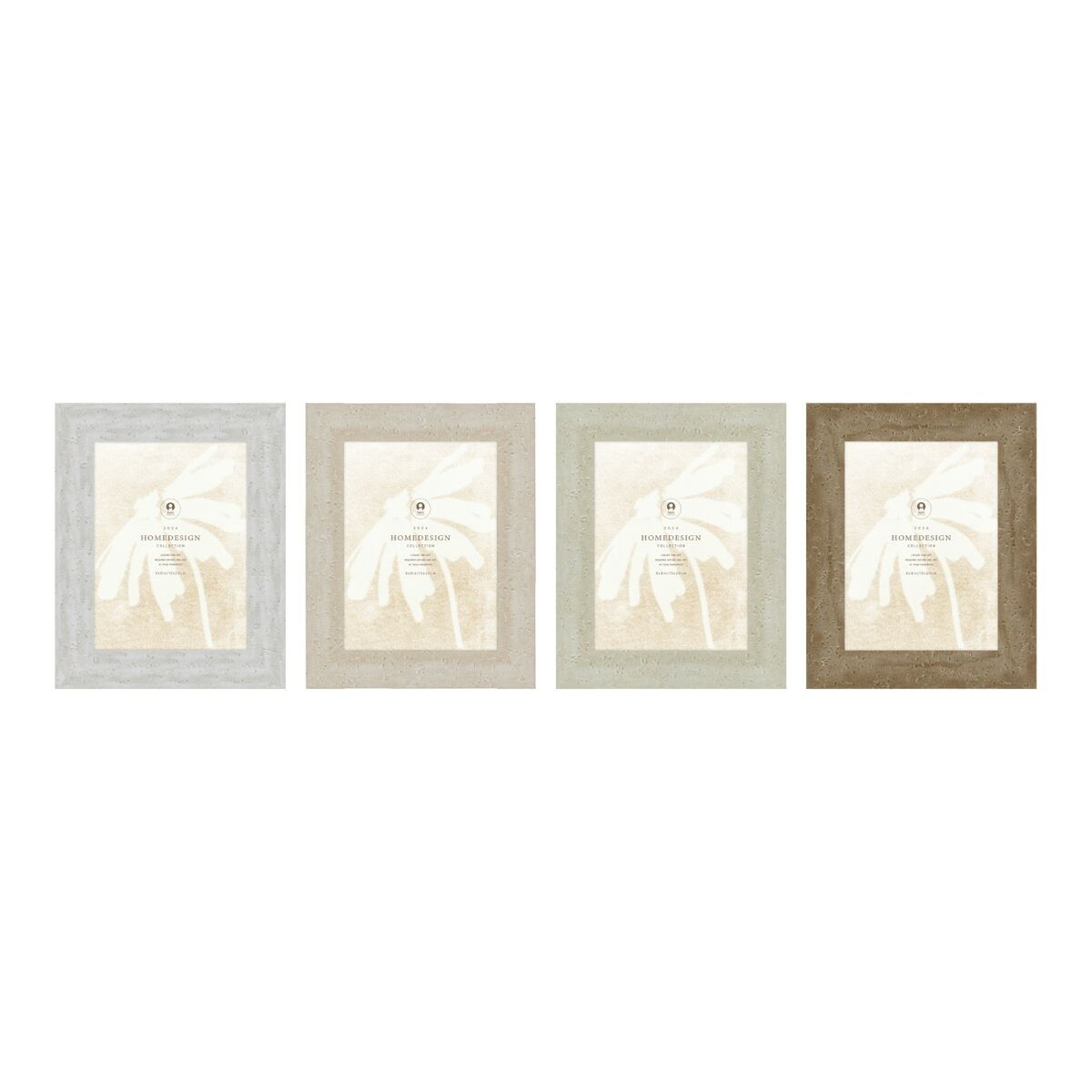 Fotoram Home ESPRIT Vit Beige Glas polystyren Marmor Skandinavisk 21 x 2 x 26 cm (4 antal)