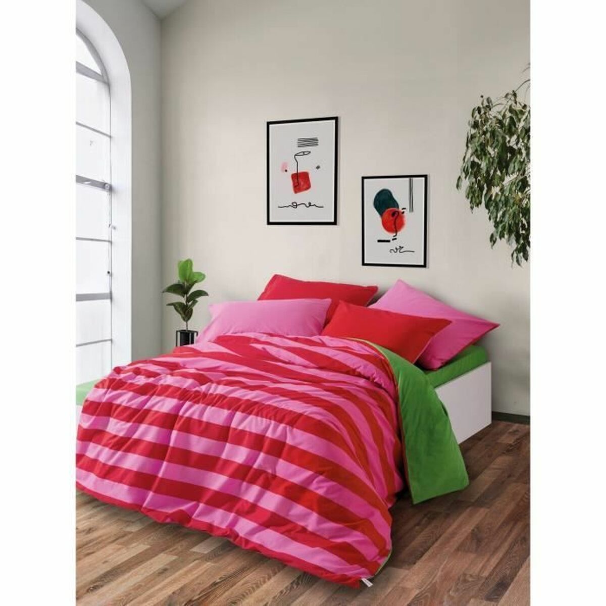 Täckslagsset Röd Rosa 220 x 240 cm - 2