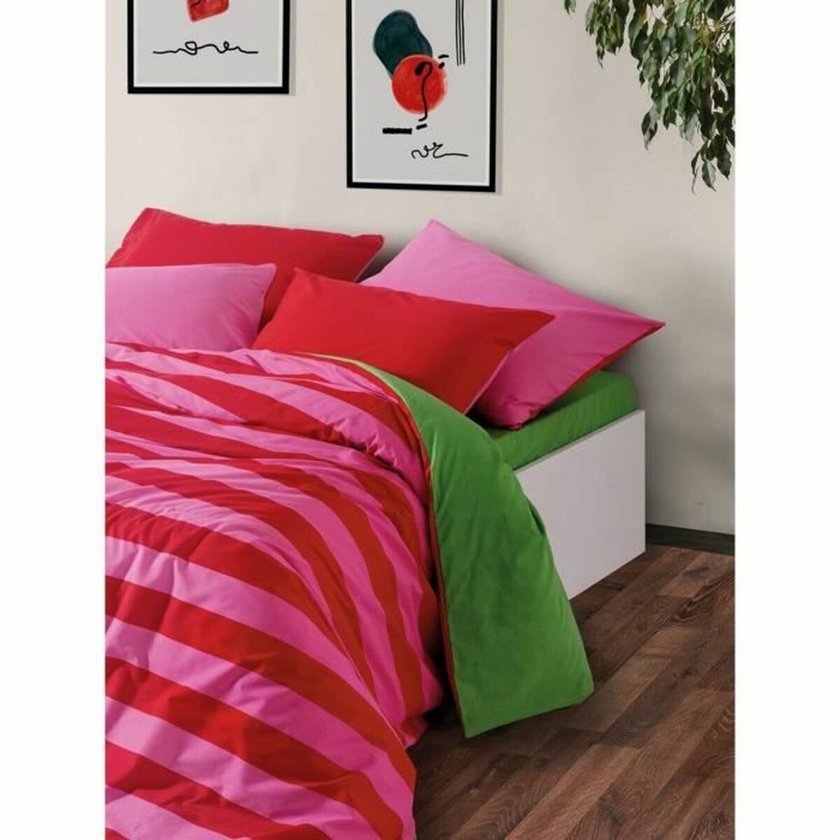 Täckslagsset Röd Rosa 220 x 240 cm - 3