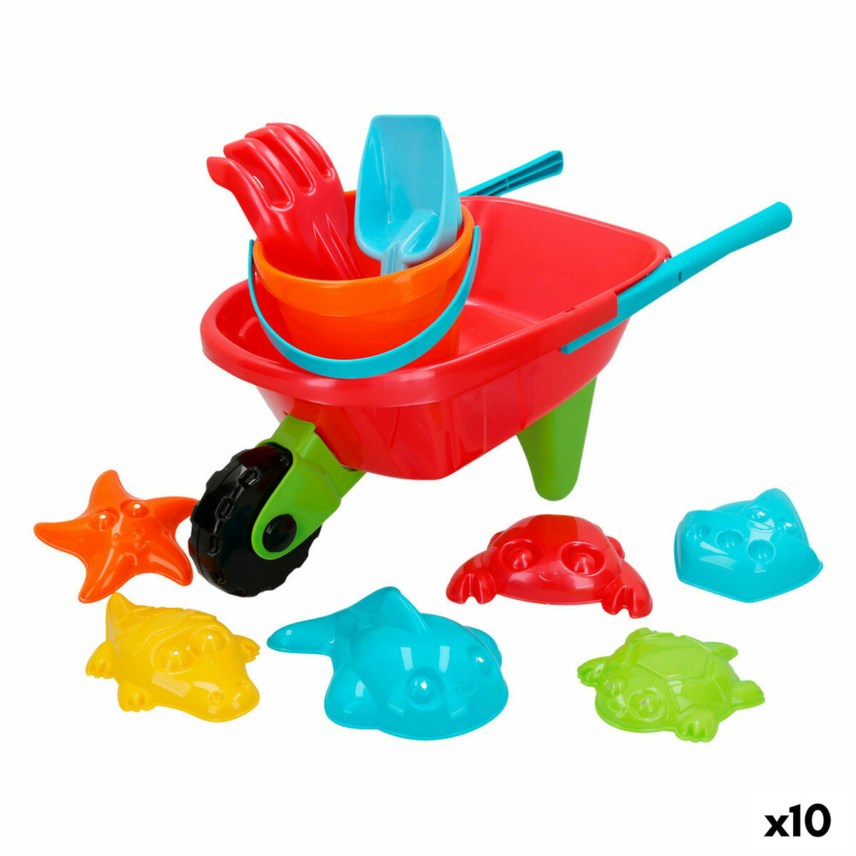 Strandleksaker set Colorbaby Skottkärra polypropen (10 antal) - 3