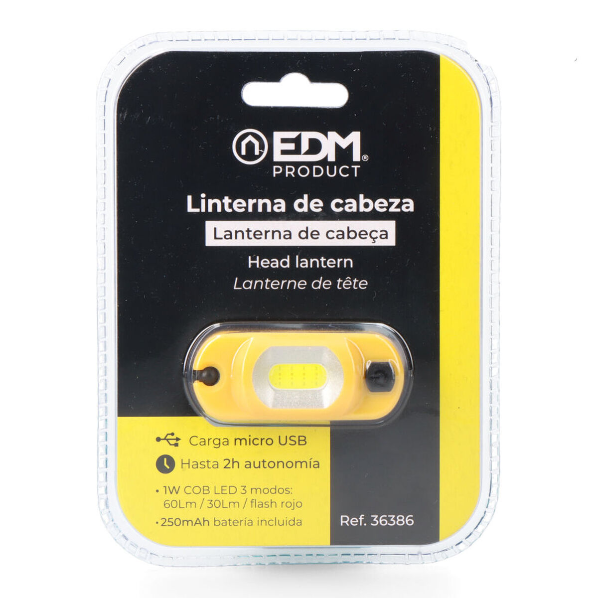 LED-lampa för huvudet EDM 36386 Cob Gul Svart 1 W 100 Lm - 7