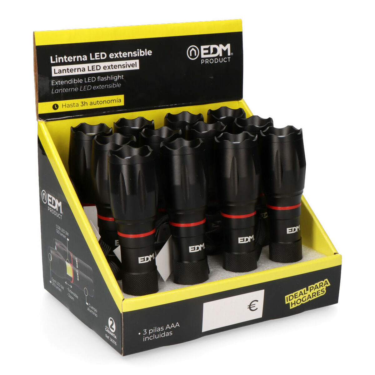 Förlängbar LED-ficklampa EDM 36376 Cob XL 5 W Zoom - 6