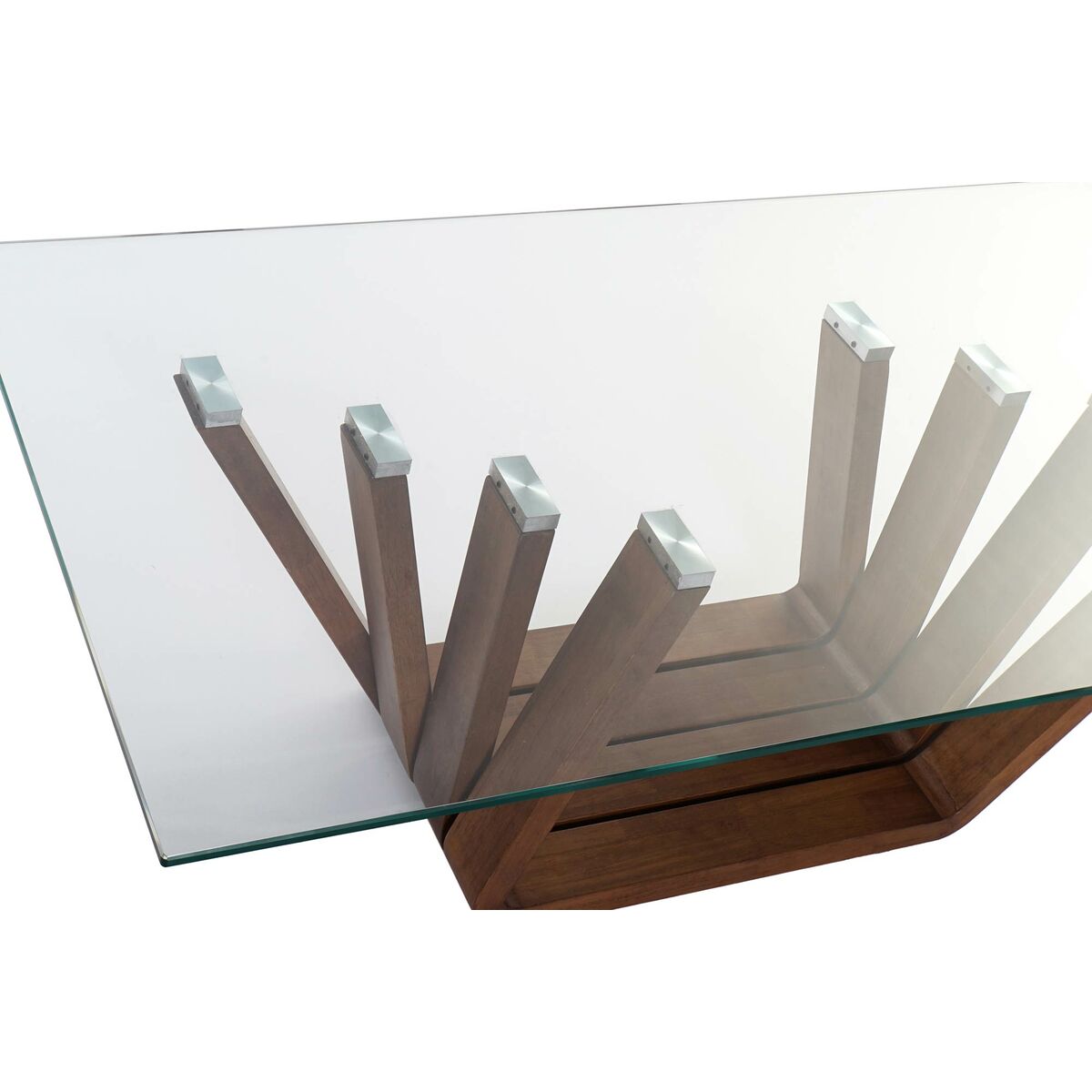 Soffbord DKD Home Decor Glas Valnöt Aluminium 130 x 70 x 42 cm - 2