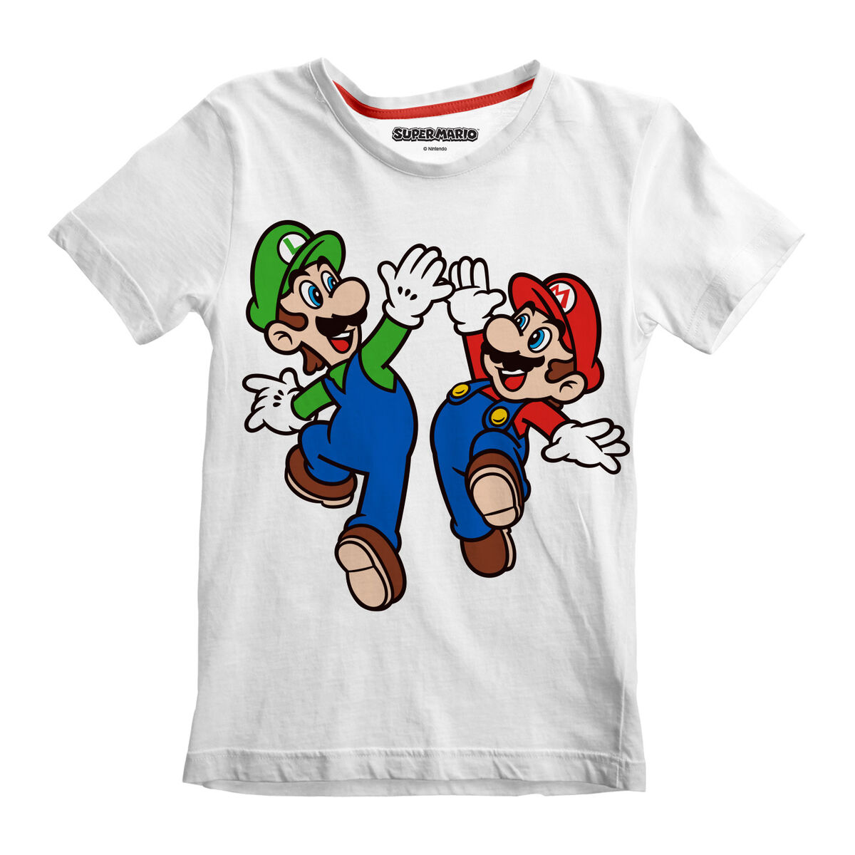 Barn T-shirt med kortärm Super Mario Mario and Luigi Vit