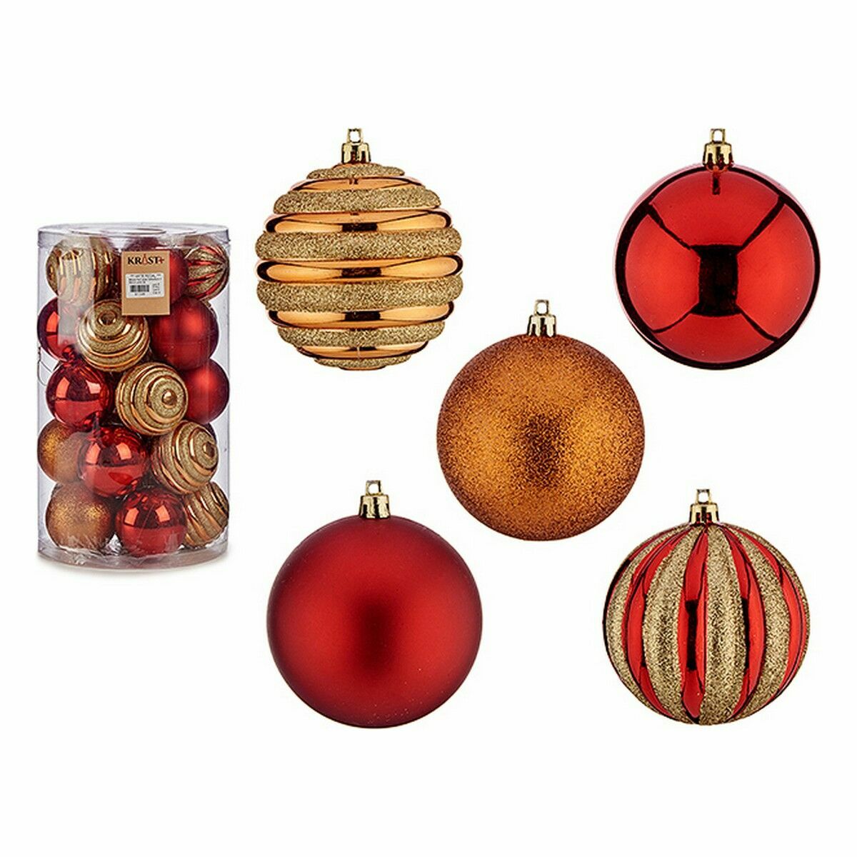 Uppsättning av julkulor Röd Orange PVC Ø 8 cm (4 antal) - 2