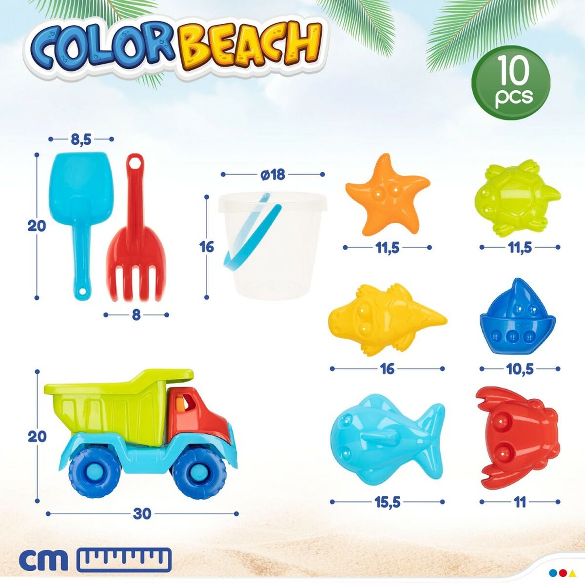 Strandleksaker set Colorbaby polypropen (8 antal) - 2