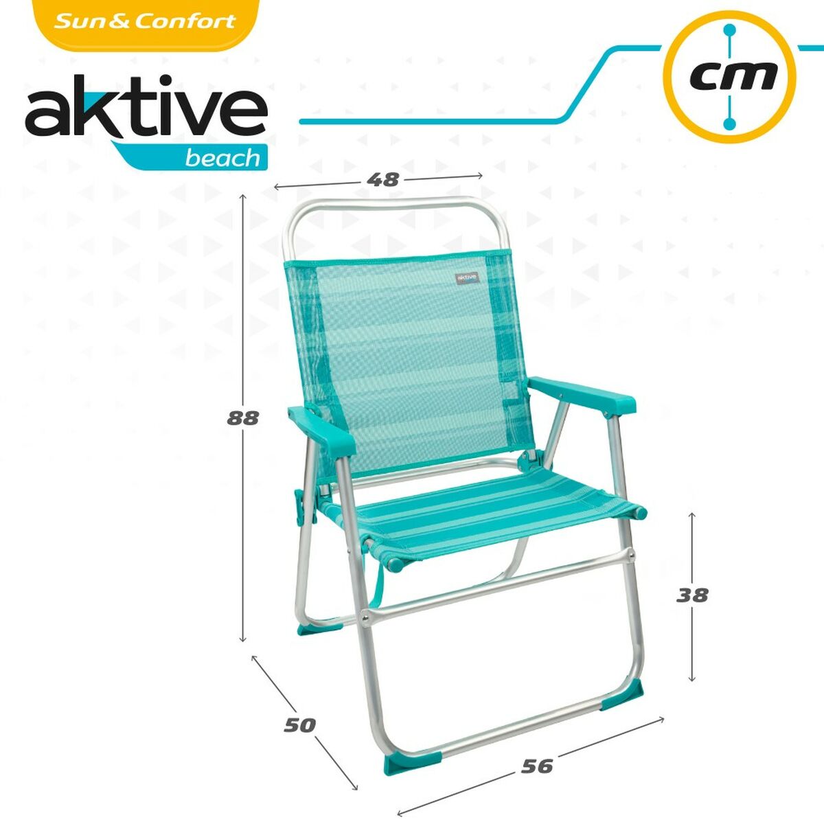 Strandstol Aktive Turkos 48 x 88 x 50 cm Aluminium Hopfällbar (4 antal) - 7