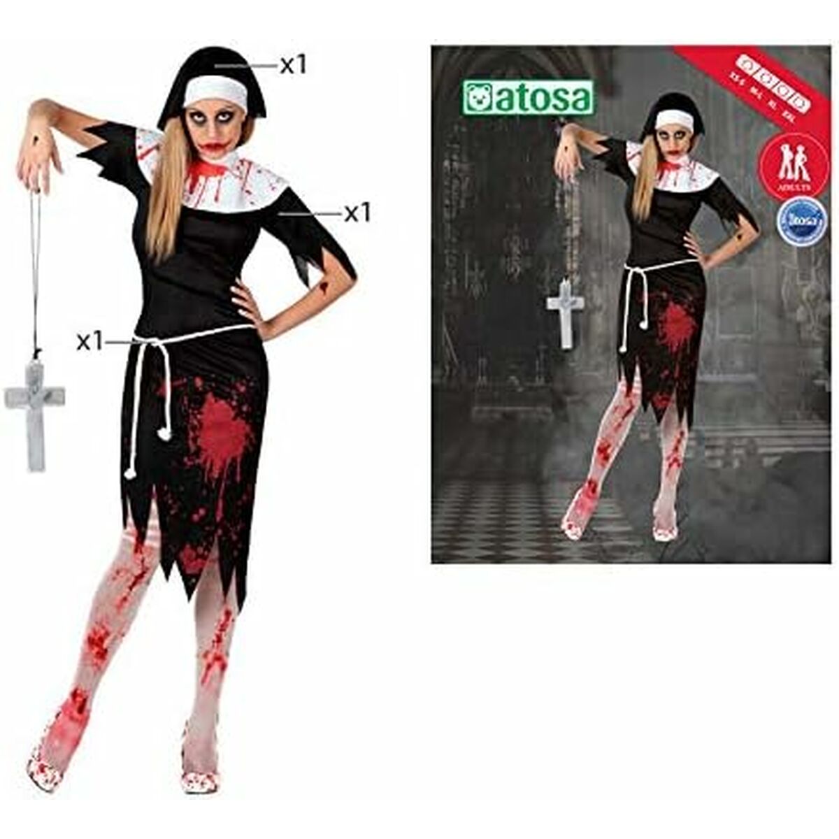 Maskeraddräkt vuxna 8422259149224 Svart XL Mördare (3 Delar) (XL) - 8