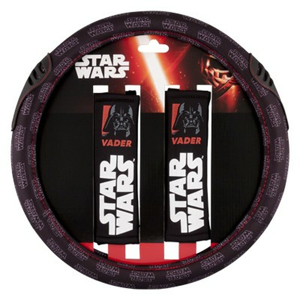 Rattöverdrag + Kuddar till säkerhetsbälte Star Wars Darth Vader Universal Svart 3 Delar - 3