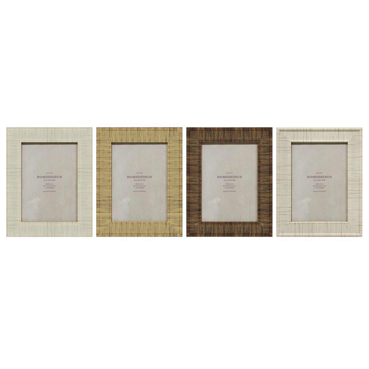 Fotoram Home ESPRIT Beige Naturell Glas polystyren Scandi 18,5 x 2 x 23,5 cm (4 antal)