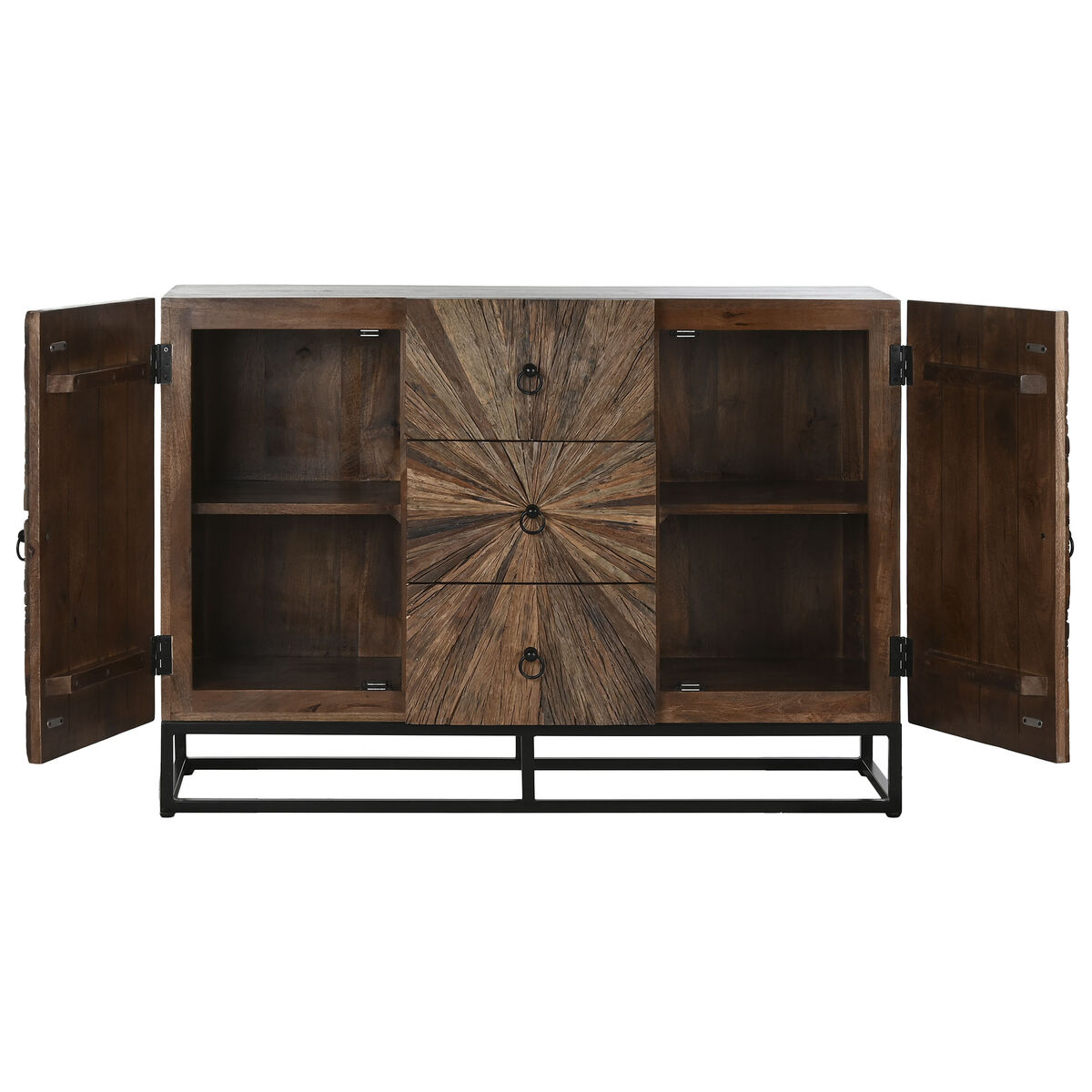 Skänk Home ESPRIT Svart Naturell Återvunnet Trä 120 x 40 x 85 cm - 5