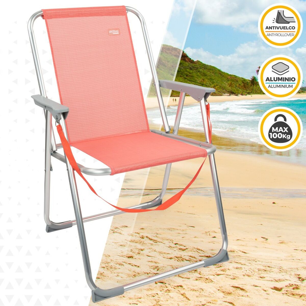 Hopfällbar Stol Aktive Flamingo Korall 44 x 76 x 45 cm (4 antal) - 3