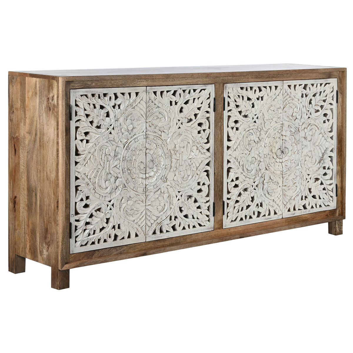 Skänk Home ESPRIT Vit Naturell Mangoträ 180 x 40 x 90 cm